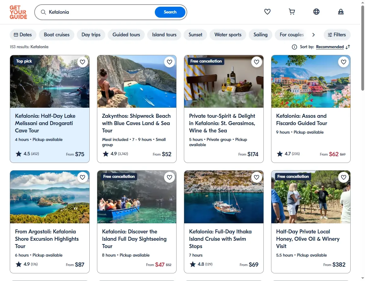 Kefalonia activities and excursions screenshot