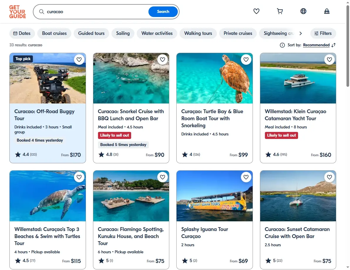Curacao activities screenshot