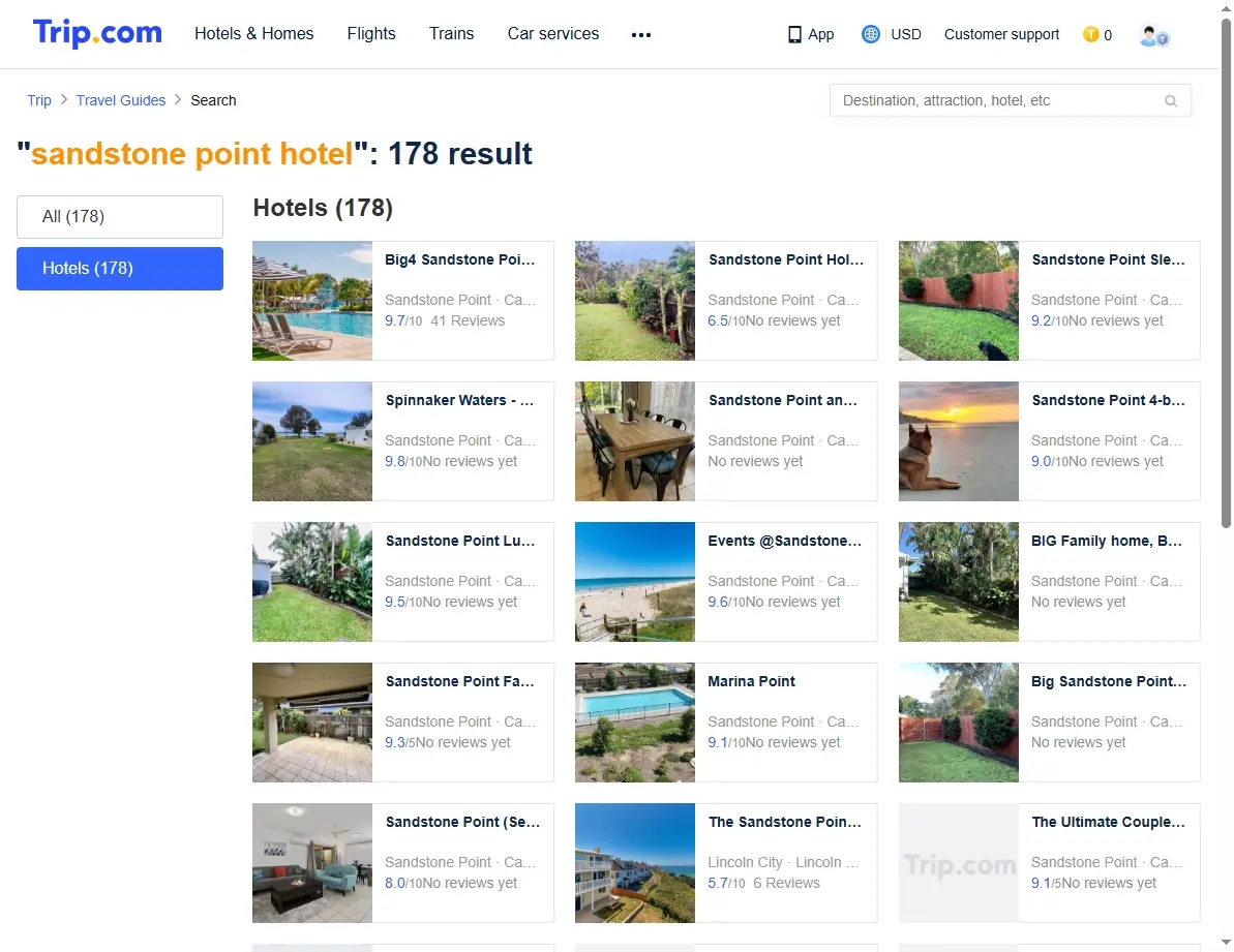 Special offers screenshot for Sandstone Point Hotel on a booking site.