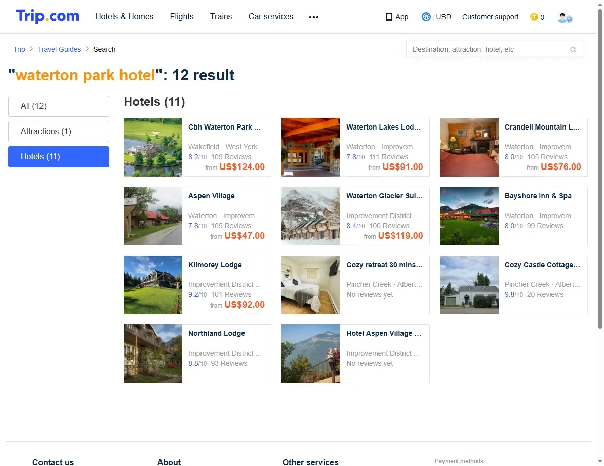 Screenshot showing special hotel offers and discounts on a booking website.