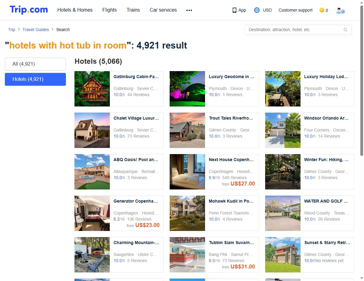 Special hotel deals for rooms with private hot tubs