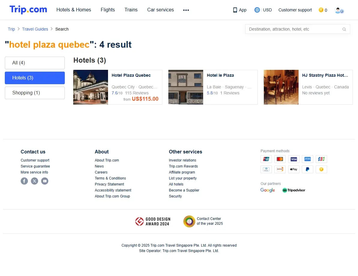 Screenshot of Trip.com showing special hotel offers.