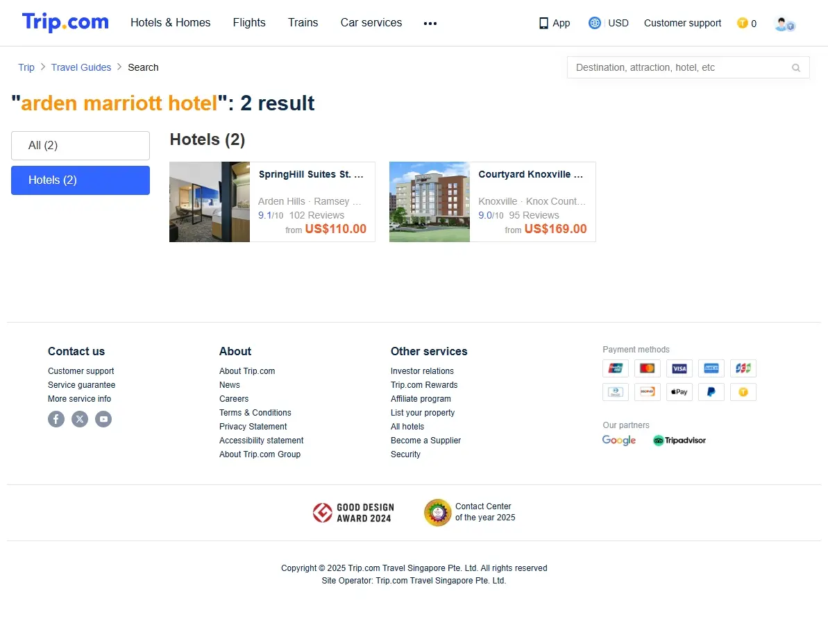 Special hotel offers and deals for the Arden Marriott Hotel