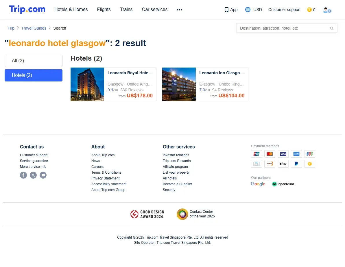 Special Offers for Leonardo Hotel Glasgow