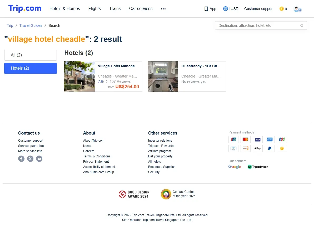 Special offers screenshot for Village Hotel Cheadle