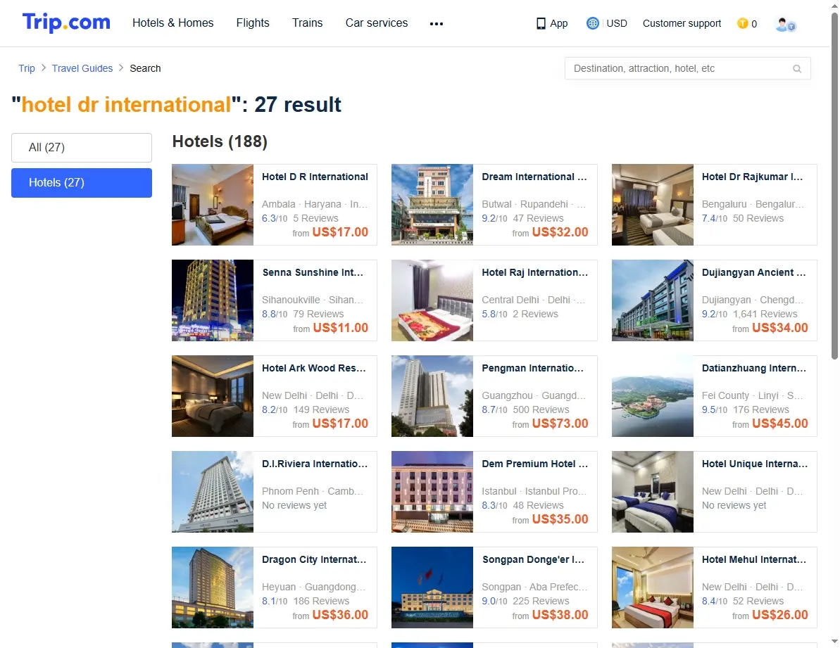 Trip.com screenshot showing exclusive hotel offers.