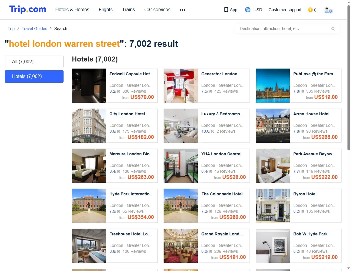 Special hotel offers for London's Warren Street area.