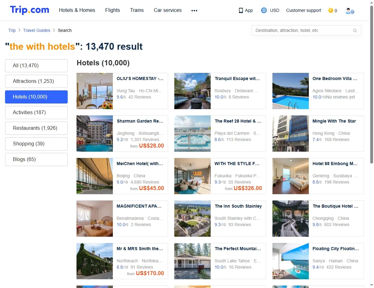 Screenshot of a website showing special hotel offers and discounts.