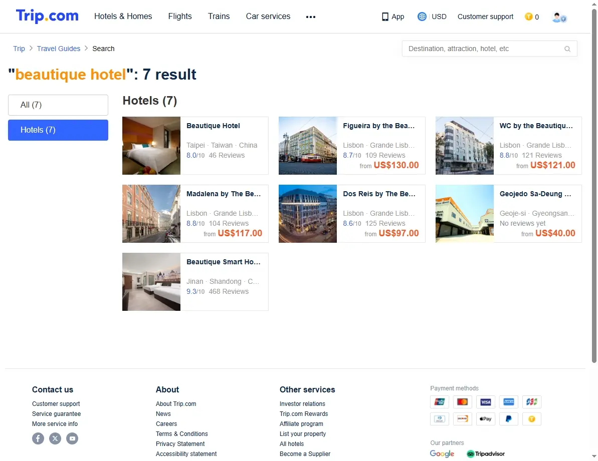 Screenshot of a hotel booking website showing special offers.