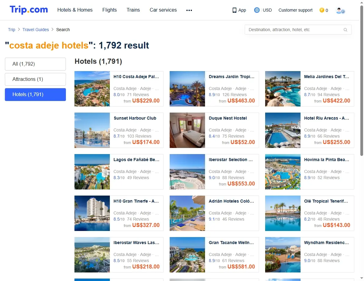 Screenshot showing special hotel offers and discounts on a booking website.