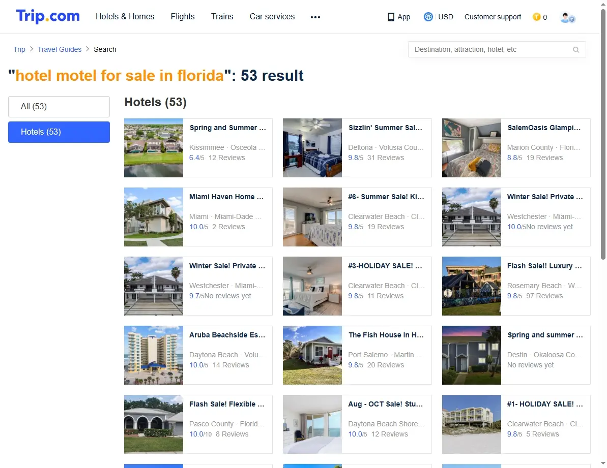 Screenshot of Trip.com showing hotel offers.