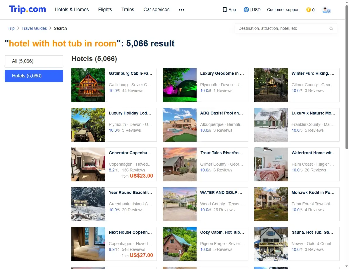 Special offers for hotel with hot tub in room