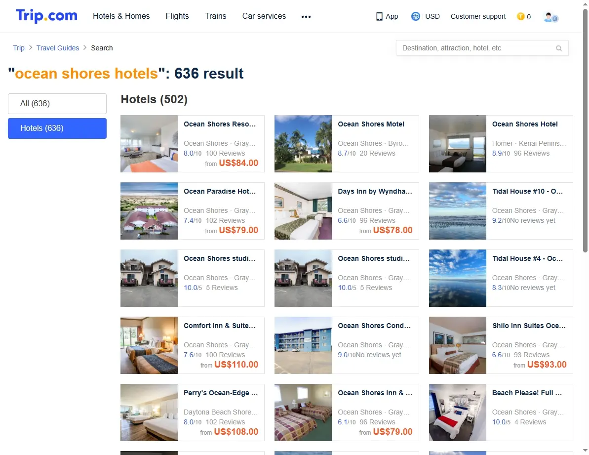 Screenshot showing hotel offers and deals on a booking website.