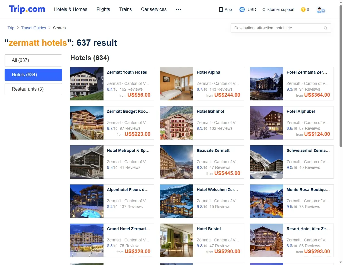 Trip.com special offers for Zermatt hotels